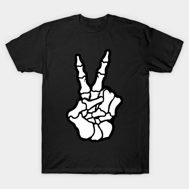 Skeleton Hand Peace Sign T-Shirt by  The best hard hat stickers 